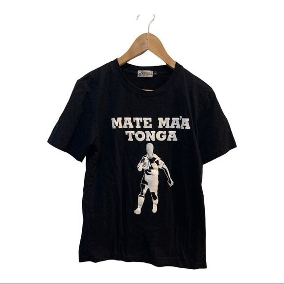 Mate ma’a Tonga rugby black and white tee! Translates to “die for Tonga”! Sz L - Picture 1 of 5